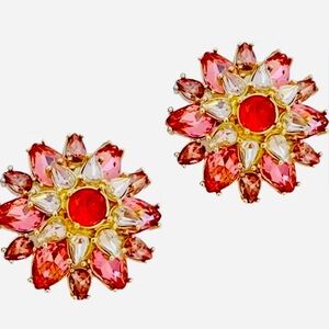 Kate Spade New York ♠️ large statement pink + red flower stud earrings
